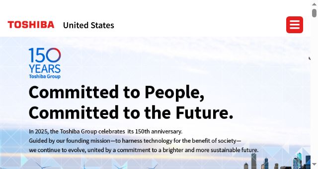 Screenshot of toshiba.com