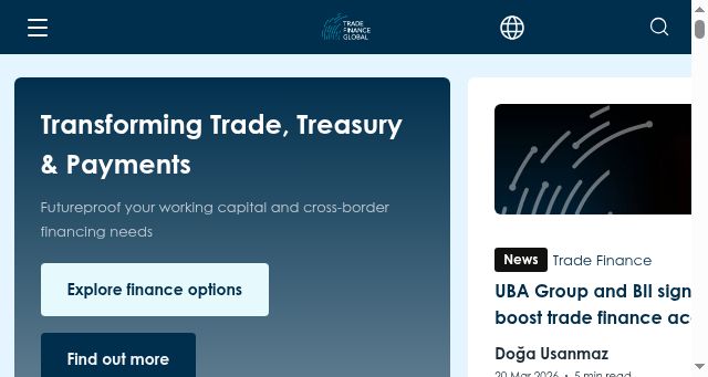Screenshot of tradefinanceglobal.com
