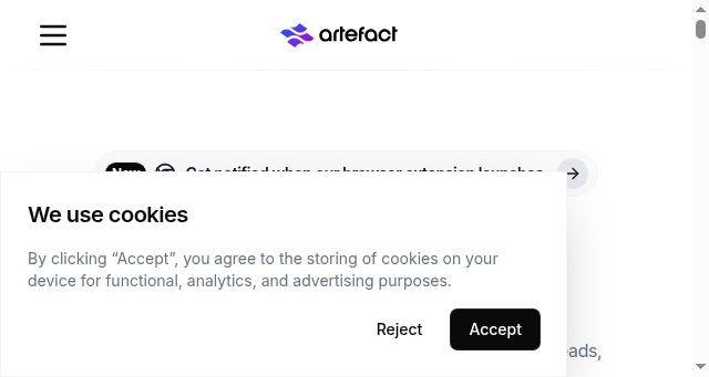 Screenshot of tryartefact.com