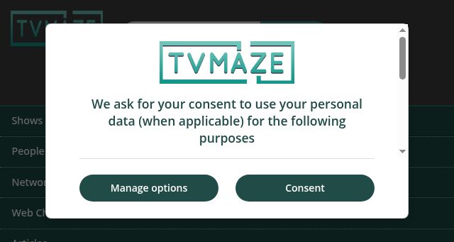 Screenshot of tvmaze.com