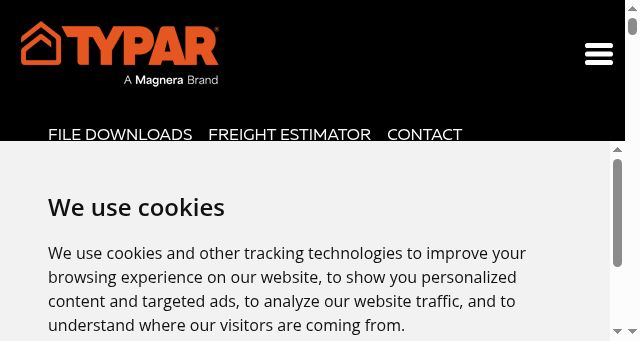 Screenshot of typar.com