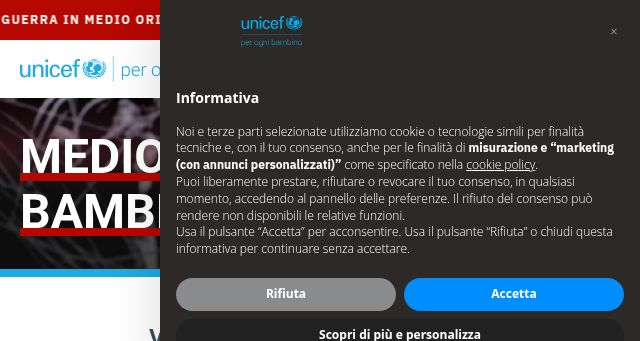 Screenshot of unicef.it