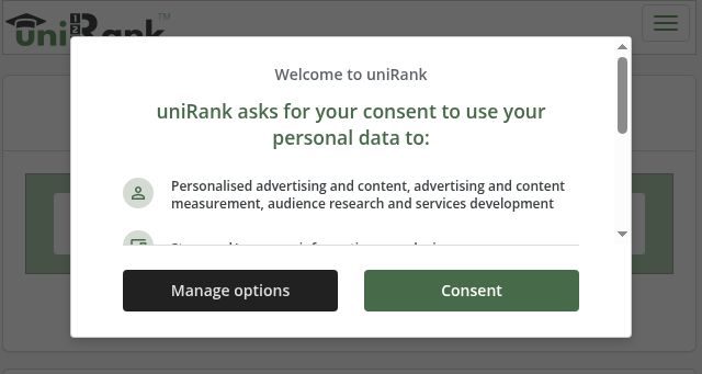Screenshot of unirank.org
