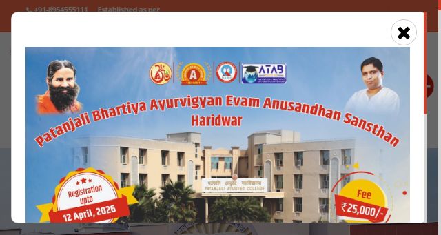 Screenshot of universityofpatanjali.com