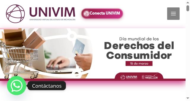 Screenshot of univim.edu.mx