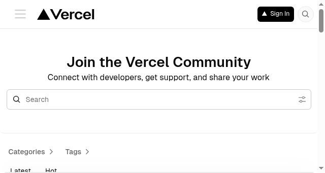 Screenshot of vercel.community