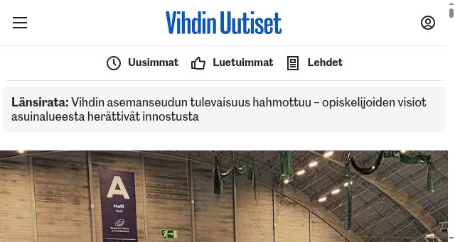 Screenshot of vihdinuutiset.fi