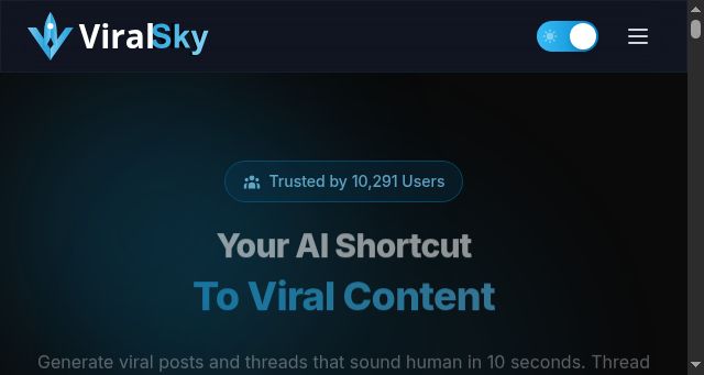 Screenshot of viralsky.ai
