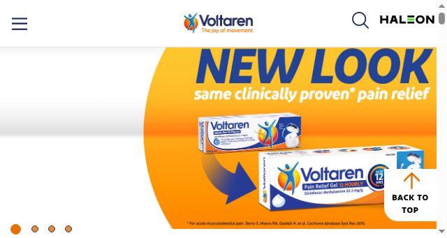 Screenshot of voltaren.com.au