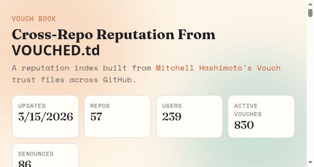 Screenshot of vouchbook.dev