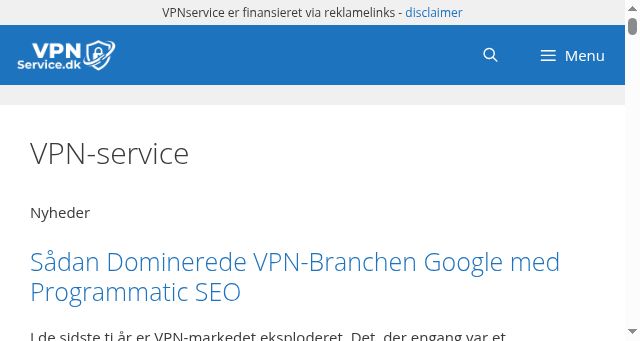 Screenshot of vpnservice.dk