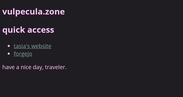 Screenshot of vulpecula.zone