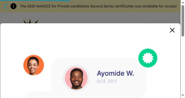 Screenshot of waec.org