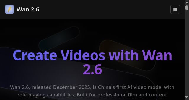 Screenshot of wan26ai.net