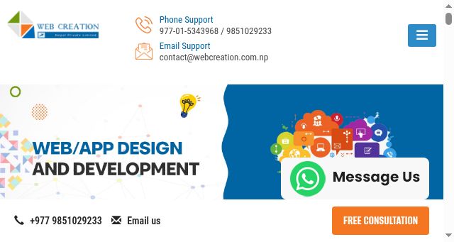 Screenshot of webcreationnepal.com