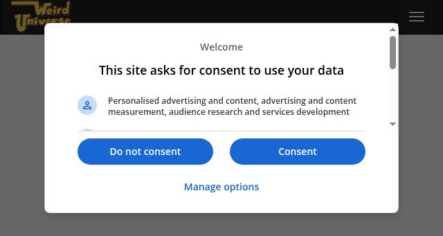 Screenshot of weirduniverse.net
