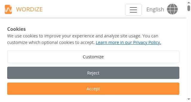 Screenshot of wordize.com