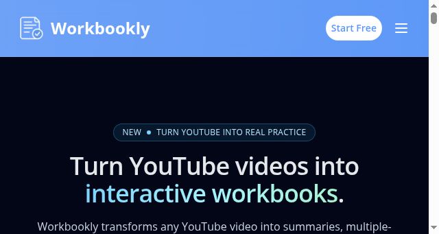 Screenshot of workbookly.app