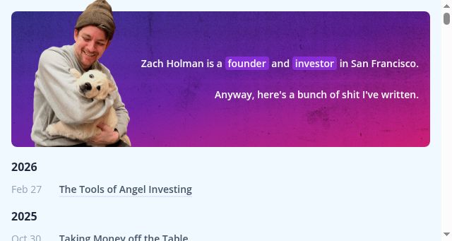 Screenshot of zachholman.com